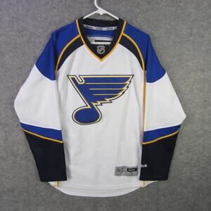 St Louis Blues Jersey Mens Small White Blue NHL Hockey Schwartz 9 Reebok